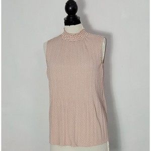 Adrianna Papell Women's Polka Dot Mock Neck sleeveless Blouse Sz  Small